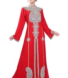 Red embroidered georgette islamic-kaftans