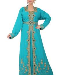 Blue embroidered georgette islamic-kaftans