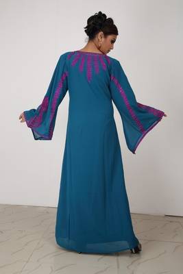 Dark-blue embroidered georgette islamic-kaftans 2
