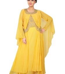 Yellow embroidered georgette islamic-kaftans