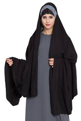 Rayon Black Irani Chadar Rida Hijab With Detachable Nose Piece 1