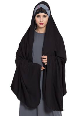 Rayon Black Irani Chadar Rida Hijab With Detachable Nose Piece 2