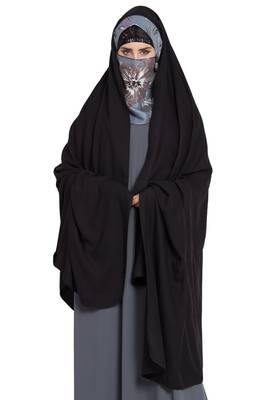 Rayon Black Irani Chadar Rida Hijab With Detachable Nose Piece 3