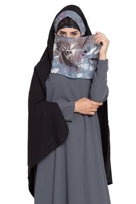 Rayon Black Irani Chadar Rida Hijab With Detachable Nose Piece 4