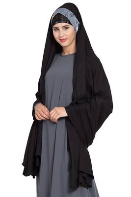 Rayon Black Irani Chadar Rida Hijab With Detachable Nose Piece 6