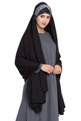 Rayon Black Irani Chadar Rida Hijab With Detachable Nose Piece 7