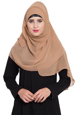 Beige Georgette Ready To Wear Instant Hijab 1