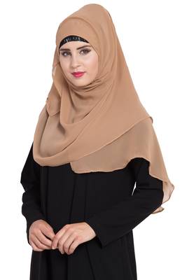 Beige Georgette Ready To Wear Instant Hijab 2