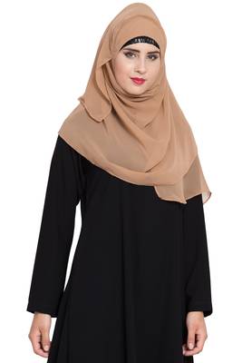 Beige Georgette Ready To Wear Instant Hijab 3
