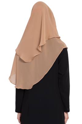 Beige Georgette Ready To Wear Instant Hijab 4