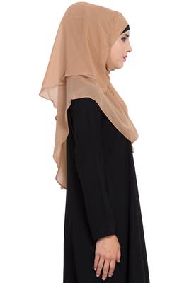 Beige Georgette Ready To Wear Instant Hijab 5