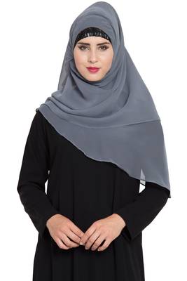 Grey Georgette Ready To Wear Instant Hijab 1