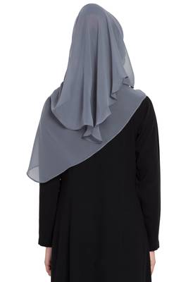 Grey Georgette Ready To Wear Instant Hijab 4