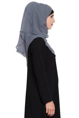 Grey Georgette Ready To Wear Instant Hijab 5