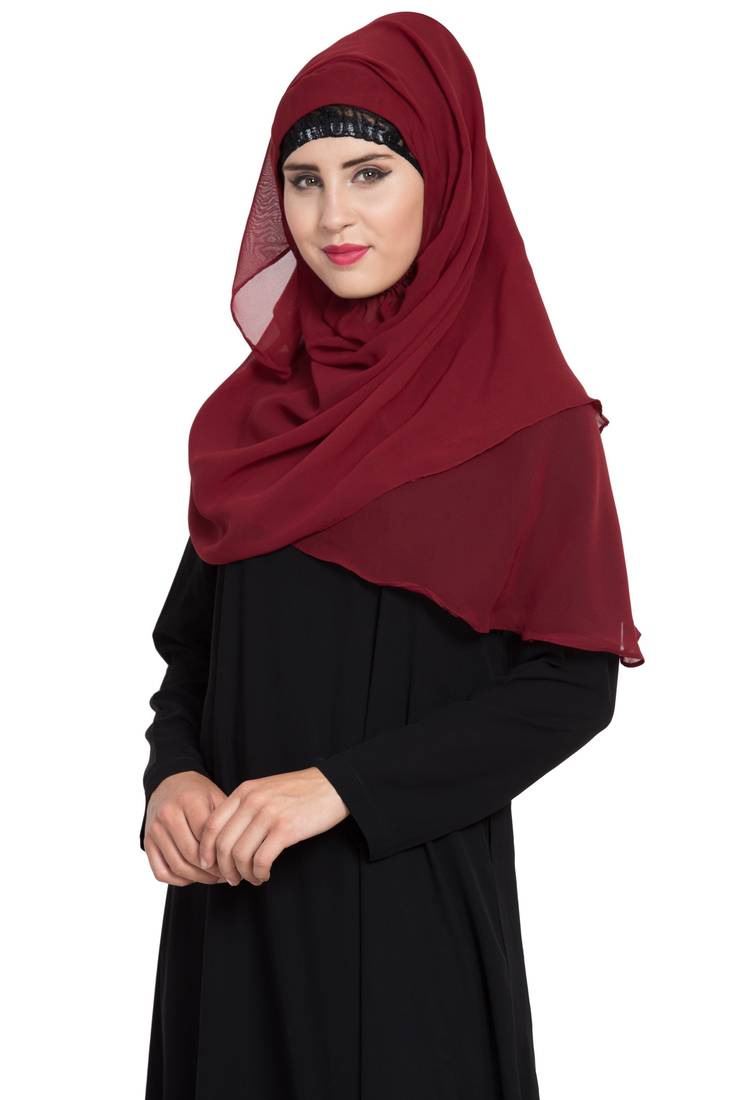 Maroon Ready To Wear Instant Hijab Mushkiya 2913494
