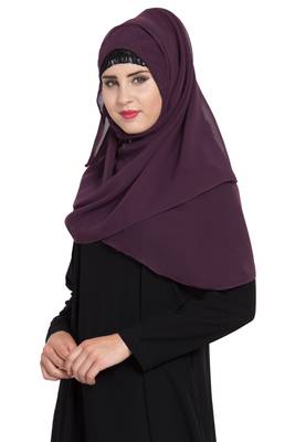 Purple Georgette Ready To Wear Instant Hijab 2