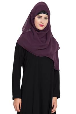 Purple Georgette Ready To Wear Instant Hijab 3