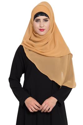Beige Georgette Ready To Wear Instant Hijab 1