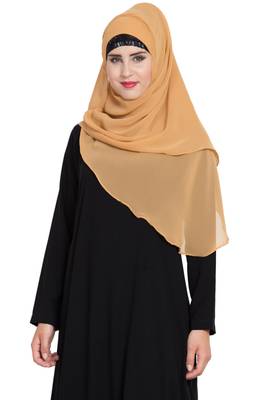 Beige Georgette Ready To Wear Instant Hijab 2