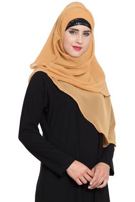 Beige Georgette Ready To Wear Instant Hijab 3