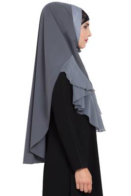 Grey Georgette Khimar Ready To Wear Instant Hijab 5