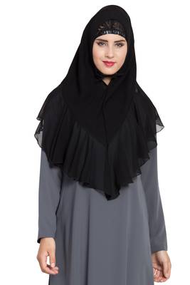 Black Georgette Khimar Ready To Wear Instant Hijab 1