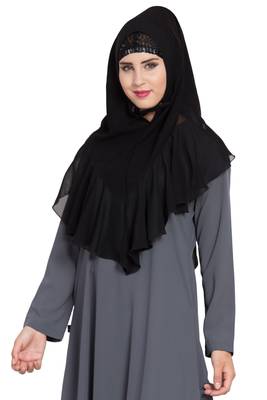Black Georgette Khimar Ready To Wear Instant Hijab 2