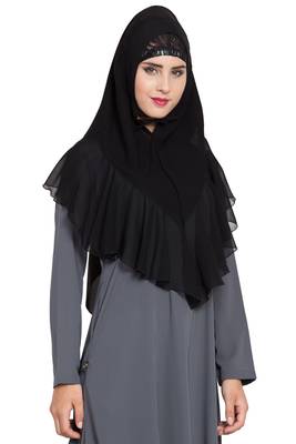 Black Georgette Khimar Ready To Wear Instant Hijab 3