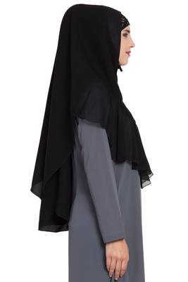 Black Georgette Khimar Ready To Wear Instant Hijab 5