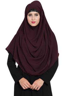 Wine Nida Khimar Ready To Wear Instant Hijab 1