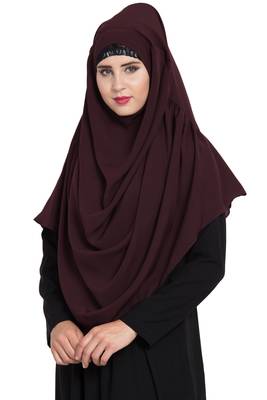 Wine Nida Khimar Ready To Wear Instant Hijab 2