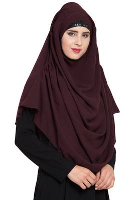 Wine Nida Khimar Ready To Wear Instant Hijab 3