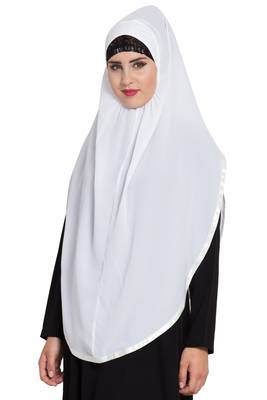 White Nida Khimar Ready To Wear Instant Hijab 3