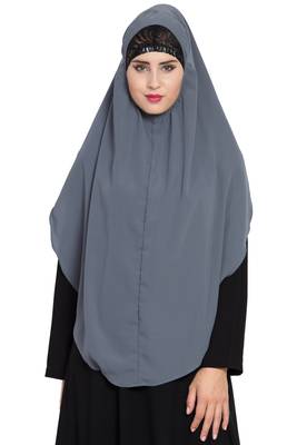 Grey Nida Khimar Ready To Wear Instant Hijab 1