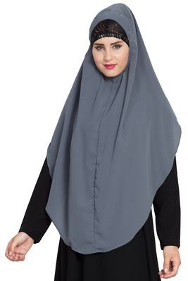 Grey Nida Khimar Ready To Wear Instant Hijab 2