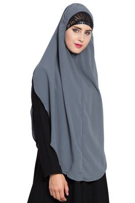 Grey Nida Khimar Ready To Wear Instant Hijab 3