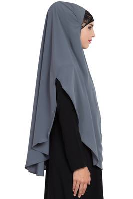 Grey Nida Khimar Ready To Wear Instant Hijab 5