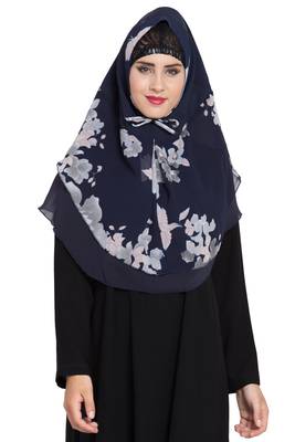 Blue Nida Khimar Ready To Wear Instant Hijab 2