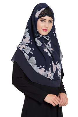 Blue Nida Khimar Ready To Wear Instant Hijab 4