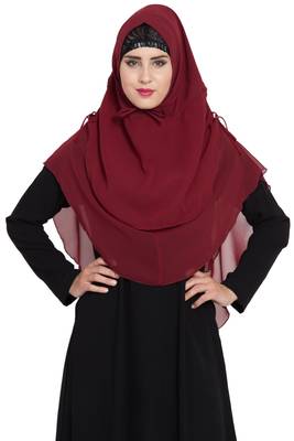 Maroon Georgette Khimar Ready To Wear Instant Hijab 1