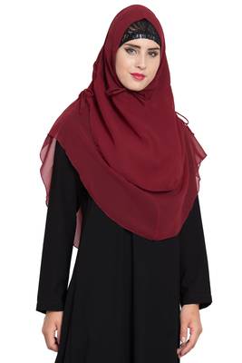 Maroon Georgette Khimar Ready To Wear Instant Hijab 3