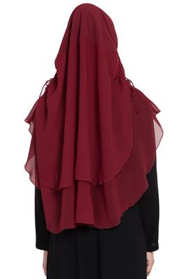 Maroon Georgette Khimar Ready To Wear Instant Hijab 4