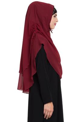 Maroon Georgette Khimar Ready To Wear Instant Hijab 5