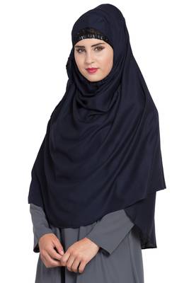 Blue Rayon Khimar Ready To Wear Instant Hijab 2