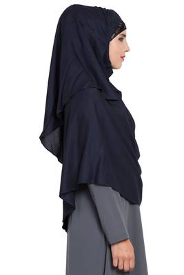 Blue Rayon Khimar Ready To Wear Instant Hijab 5