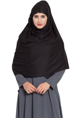 Black Rayon Khimar Ready To Wear Instant Hijab 1