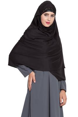 Black Rayon Khimar Ready To Wear Instant Hijab 6