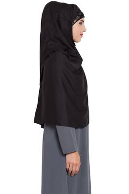 Black Rayon Khimar Ready To Wear Instant Hijab 8