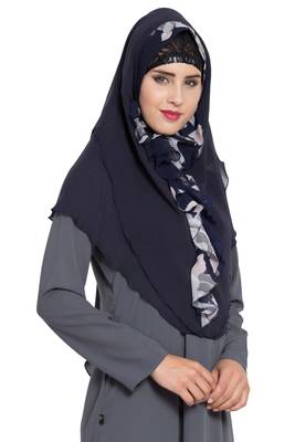 Blue Nida Khimar Ready To Wear Instant Hijab 4