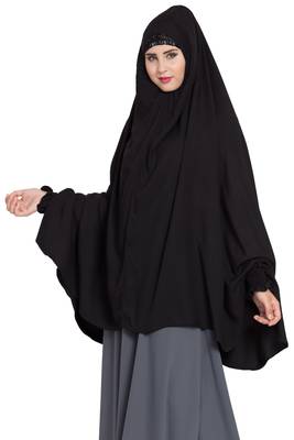 Black Rayon Khimar Ready To Wear Instant Hijab 3